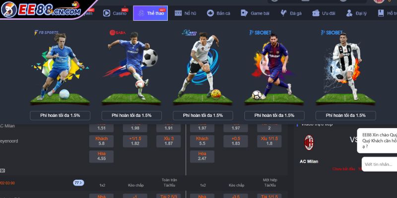 Tổng quan về sảnh cược thể thao EE88 siêu HOT hiện nay